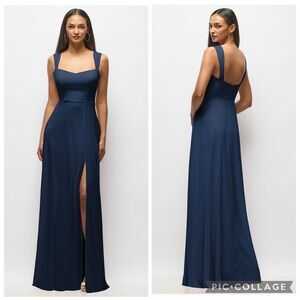 After Six 1558 Chiffon Sweetheart‎ Neck Gown Midnight Navy 6